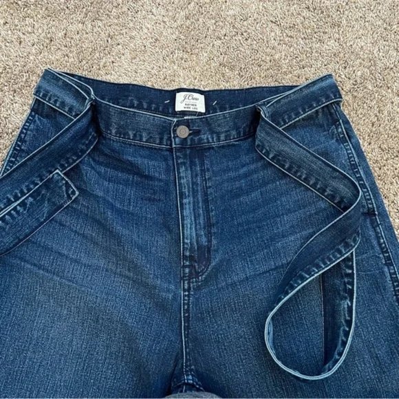 J. Crew Rayner Cropped Wide Leg Jeans Dark Wash 31 Self Belt NWT - Picture 6 of 10